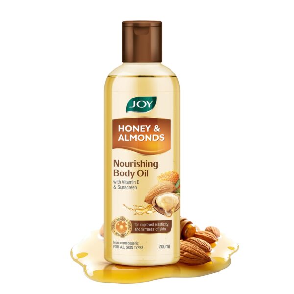 Joy Honey & Almonds Body Oil for Women & Men, Nourishing Body Oil with Vitamin E & Sunscreen for All Skin Types