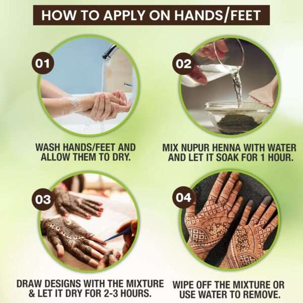 Godrej Nupur 100% Pure Henna Powder for Hair Colour (Mehandi) for Hair, Hands and Feet (500g) - Image 4