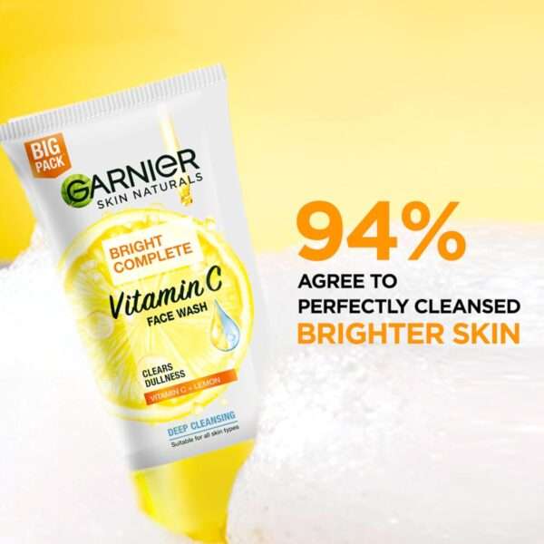 Garnier Bright Complete Face Wash – Vitamin C Cleanser for All Skin Types, 150g - Image 5