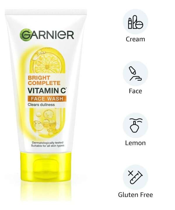 Garnier Bright Complete Face Wash – Vitamin C Cleanser for All Skin Types, 150g - Image 3