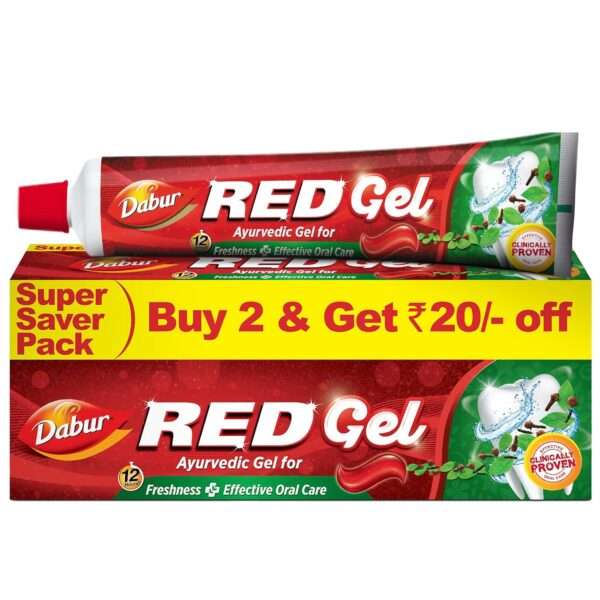 Dabur Red Gel Ayurvedic Toothpaste - 300g (150g x 2, Pack of 2), US UK free shipping